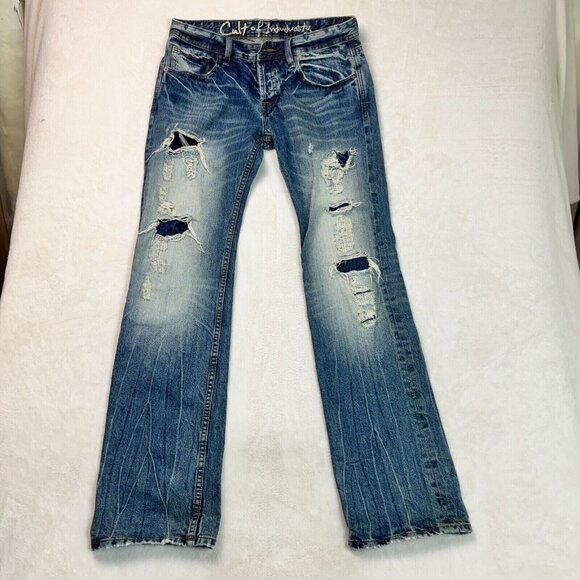 Cult of Individuality Hagen Relaxed Selvedge Distressed Button-Fly Jeans W32 L34 - Picture 1 of 16